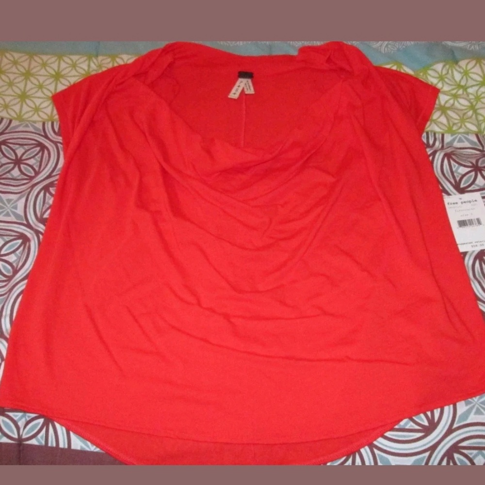 NWT Women's Free People Fantasy Jersey Cowl Tee S
